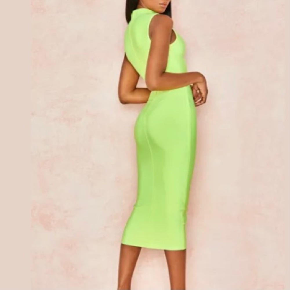 New NWOT HOCB Neon Green MIDI Bandage Dress
